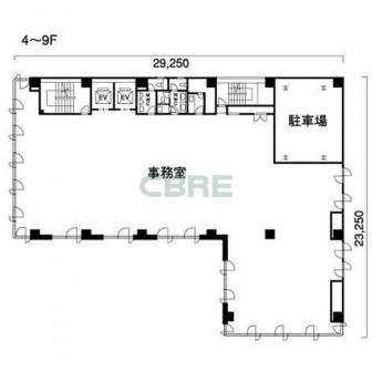 4階〜9階 平面図