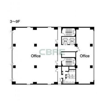 3階〜9階 平面図