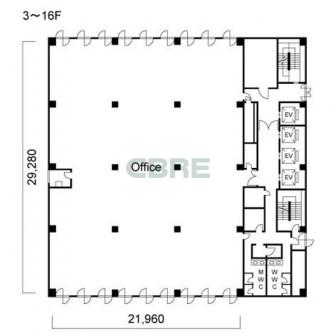 3階〜16階 平面図