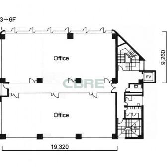 3階〜6階 平面図
