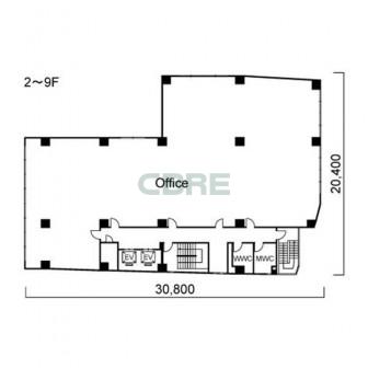 2階〜9階 平面図