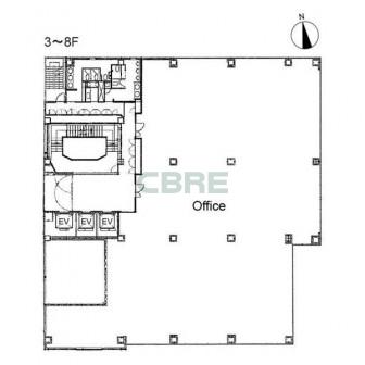 3階〜8階 平面図