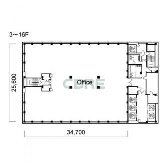 3階〜16階 平面図