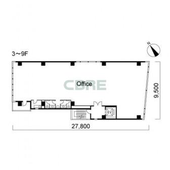 3階〜9階 平面図