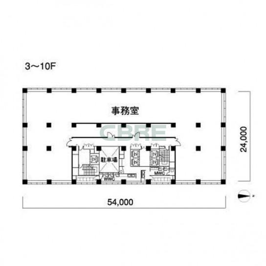 3階〜10階 平面図