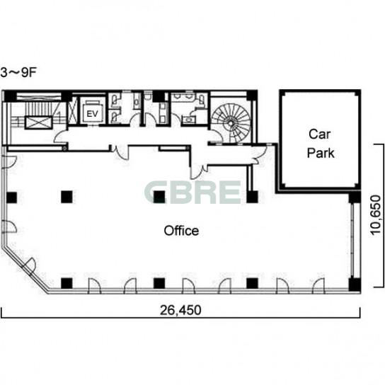 3階〜9階 平面図