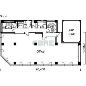 3階〜9階 平面図