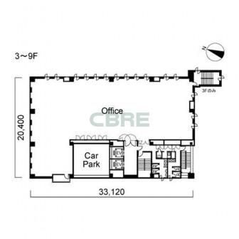 3階〜9階 平面図