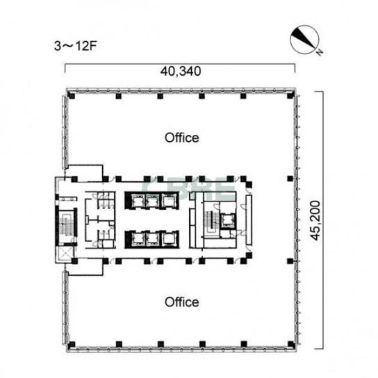 3階〜12階 平面図