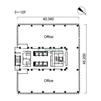 3階〜12階 平面図