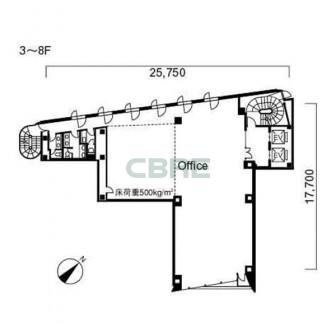 3階〜8階 平面図