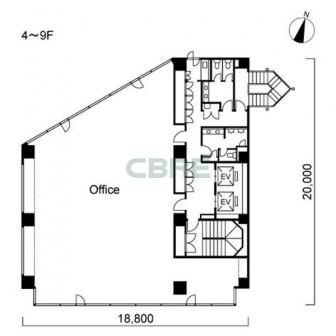 4階〜9階 平面図
