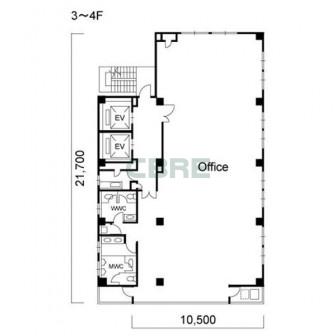 3階〜4階 平面図