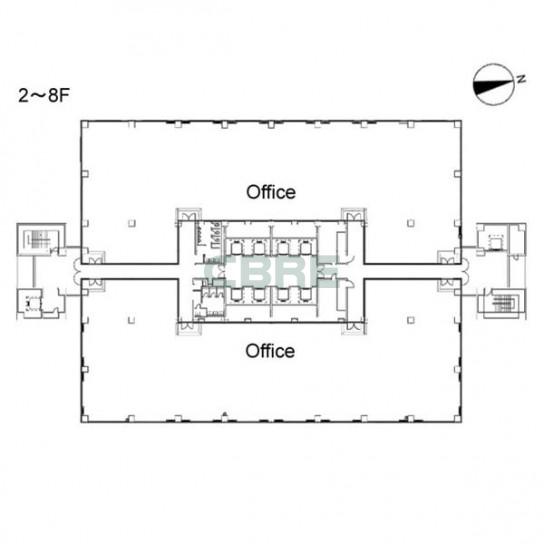 2階〜8階 平面図