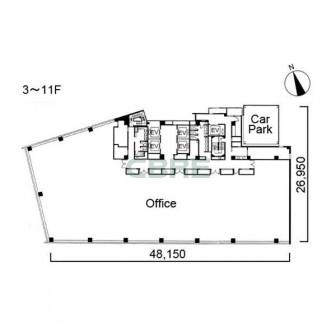 3階〜11階 平面図