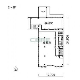 2階〜8階 平面図