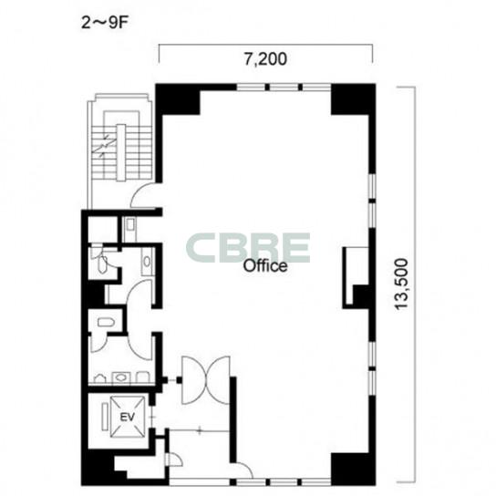 2階〜9階 平面図