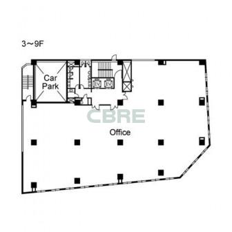 3階〜9階 平面図