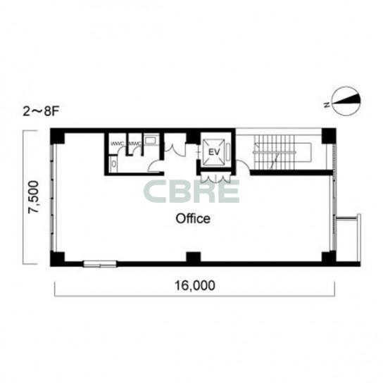2階〜8階 平面図