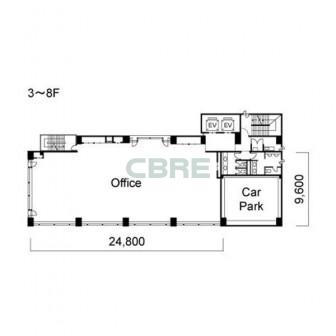 3階〜8階 平面図