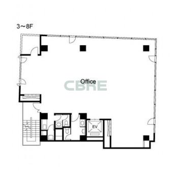 3階〜8階 平面図
