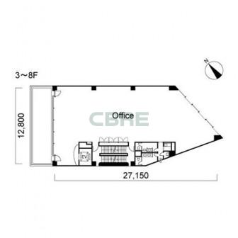 3階〜8階 平面図