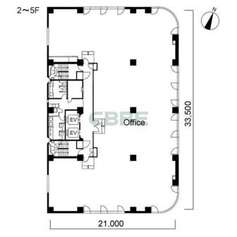 2階〜9階 平面図