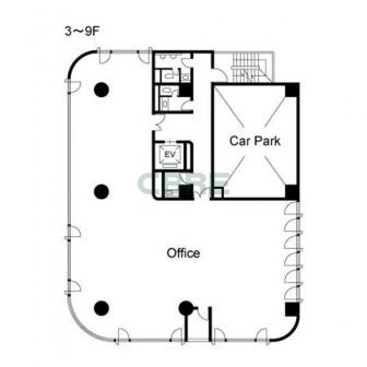 3階〜9階 平面図