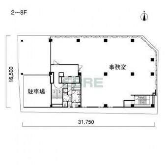 2階〜8階 平面図