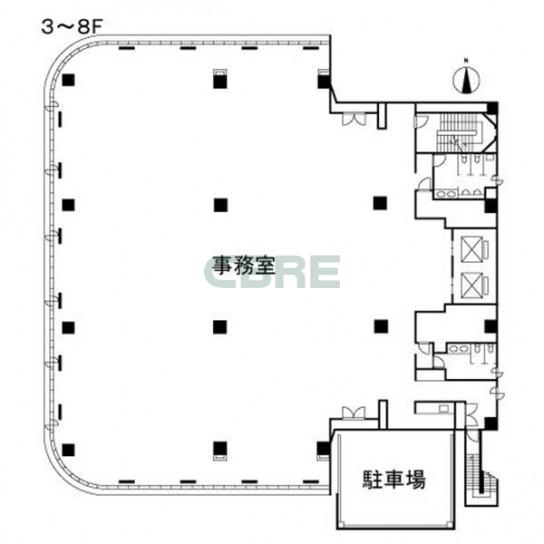 3階〜8階 平面図