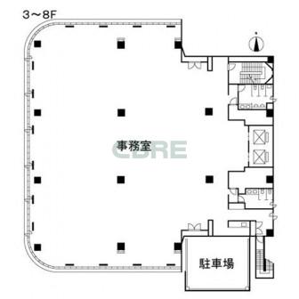 3階〜8階 平面図