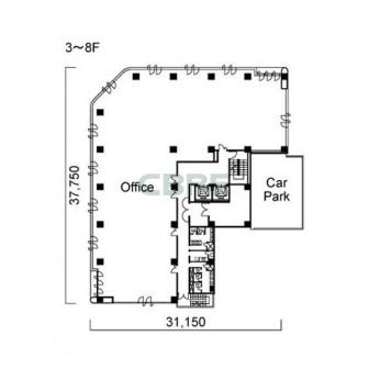 3階〜8階 平面図