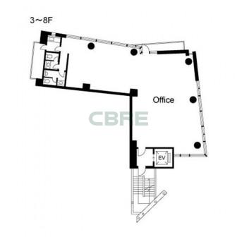 3階〜8階 平面図