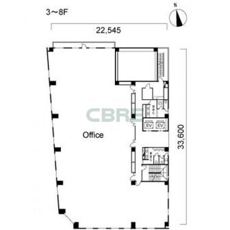 3階〜8階 平面図