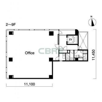 2階〜9階 平面図