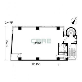 3階〜7階 平面図