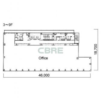 3階〜9階 平面図