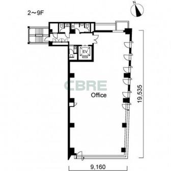 2階〜9階 平面図