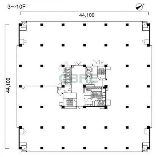 3階〜10階 平面図