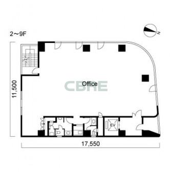2階〜9階 平面図