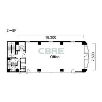 2階〜8階 平面図