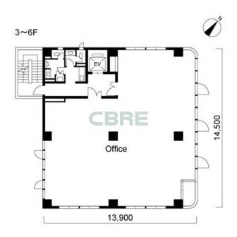 3階〜6階 平面図