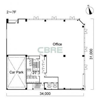2階〜7階 平面図