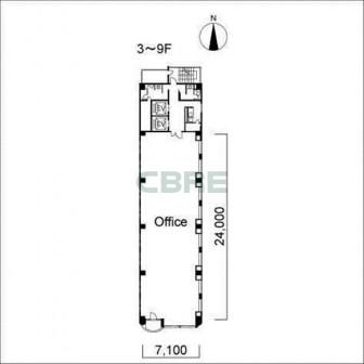 3階〜9階 平面図