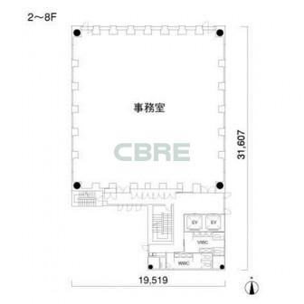 2階〜8階 平面図