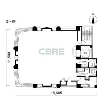2階〜8階 平面図