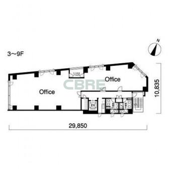 3階〜9階 平面図