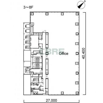 3階〜8階 平面図