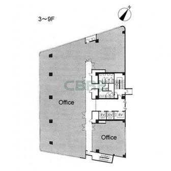 3階〜9階 平面図