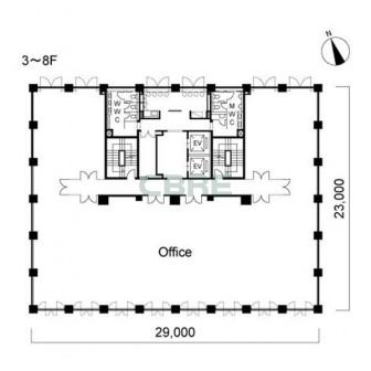 3階〜8階 平面図